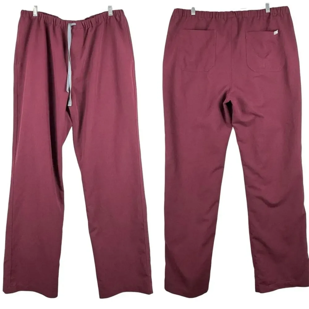 FIGS Men's Pisco Basic Drawstring Scrub Pants In Burgundy‎ Maroon Size XL Doctor